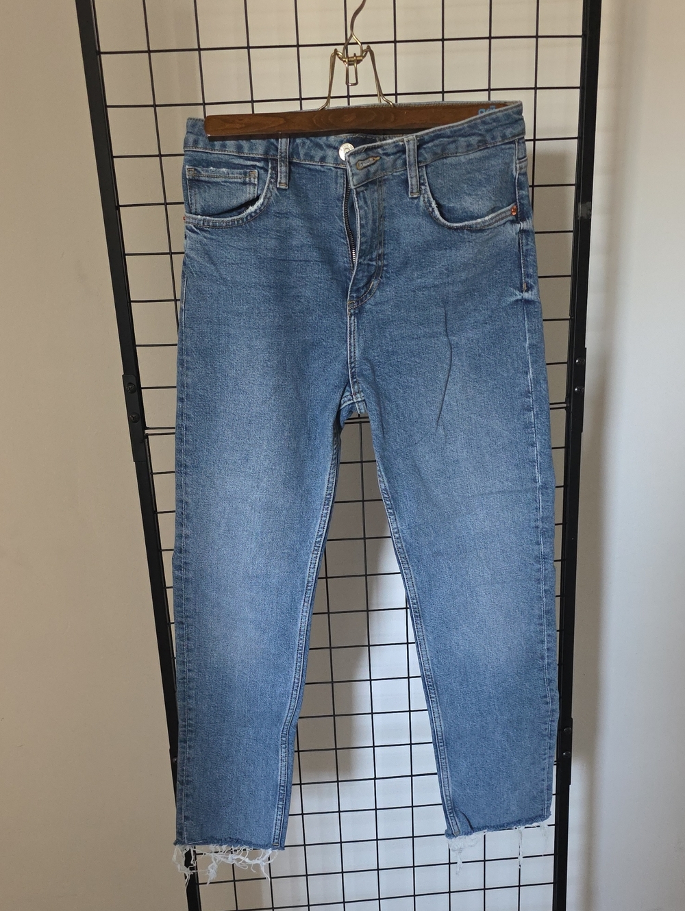 ZARA Dark Blue Denim Jeans with Brass Hardware SIZE 8